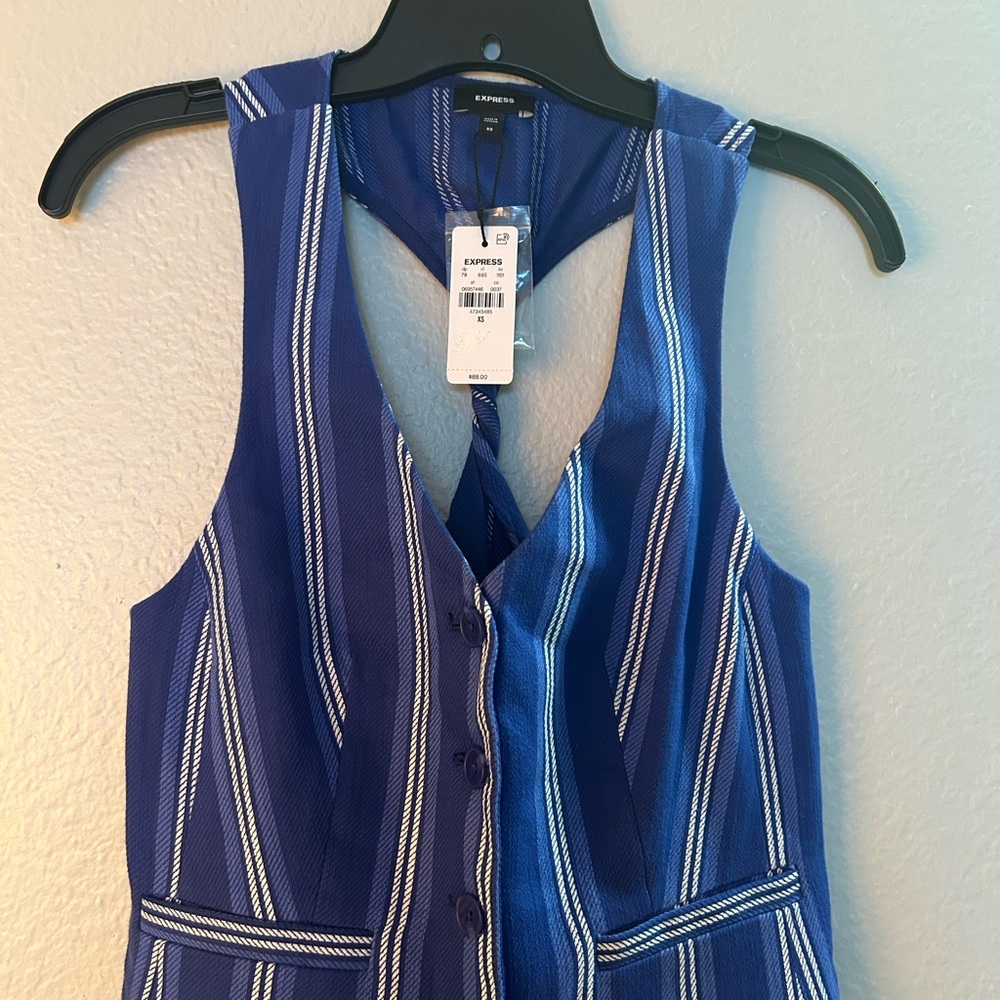 Express Navy and White Striped Vest